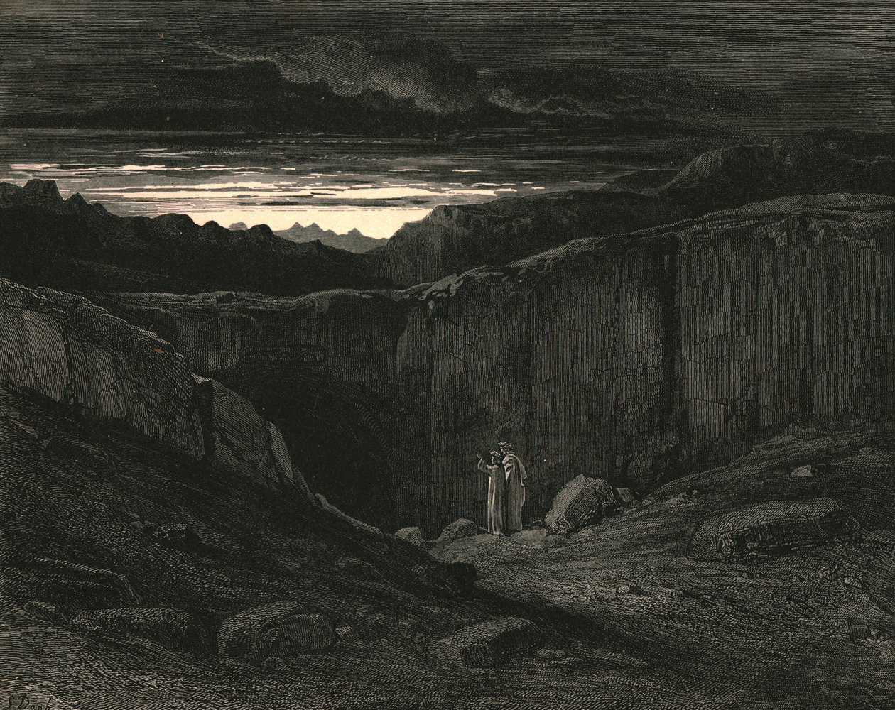 Hylkää kaikki toivo, te jotka astutte tänne, c1890. tekijältä Gustave Dore