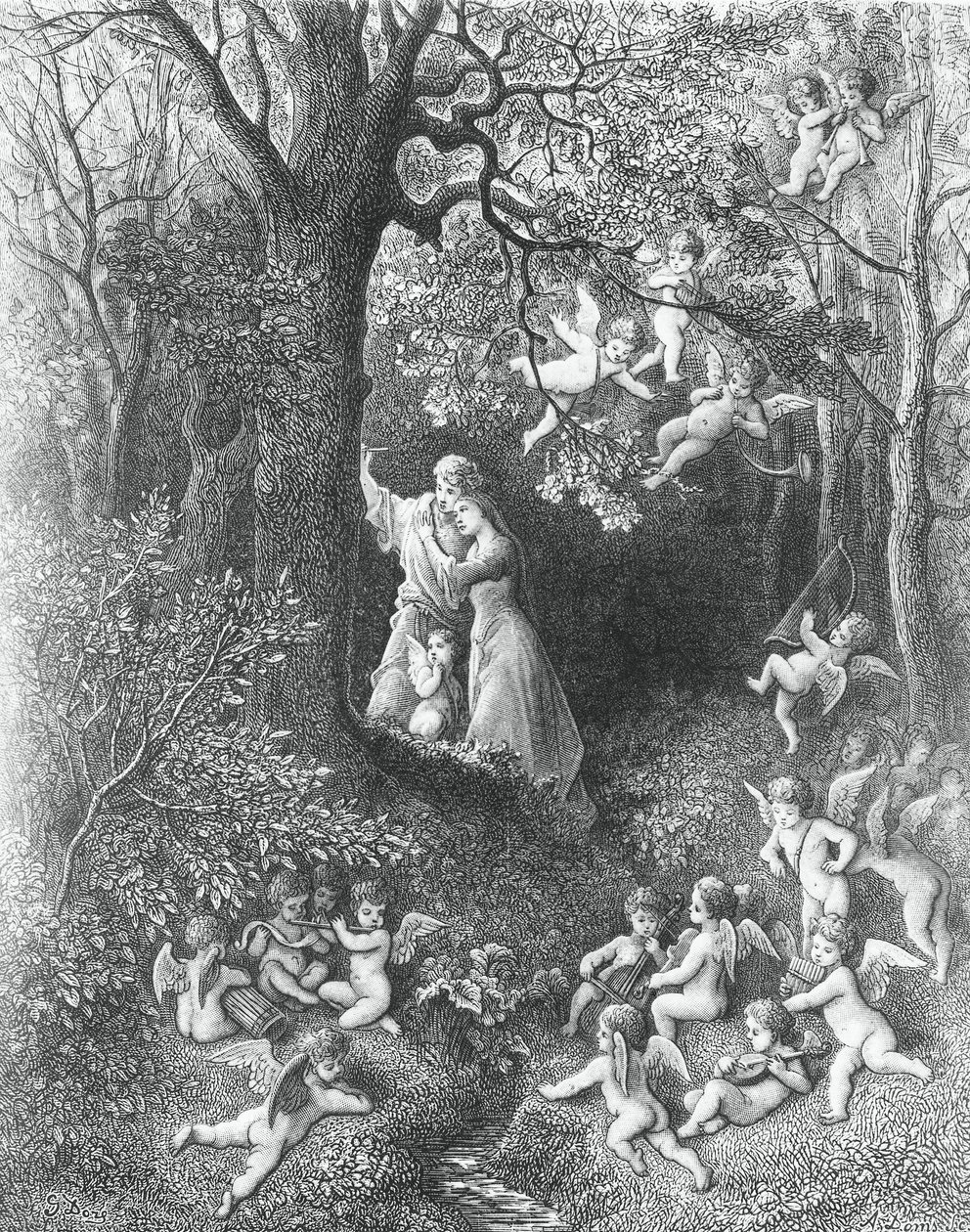 Angelica ja Medoro, The Frenzy of Orlando tekijältä Gustave Dore