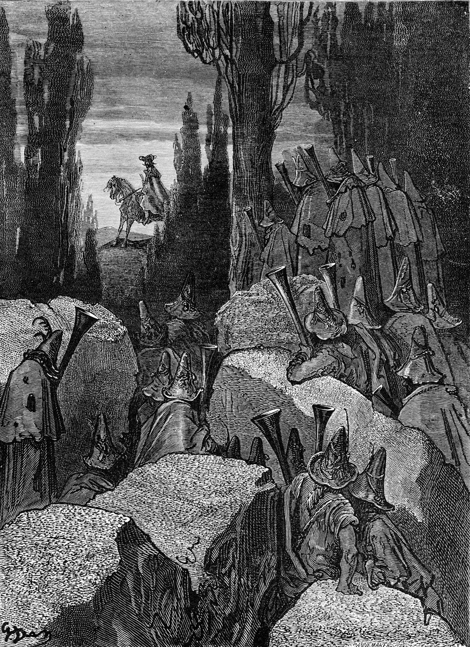 Baron Münchausen: Valtatiemiehet / ryöstäjät, kirjoittanut Doré. tekijältä Gustave Dore