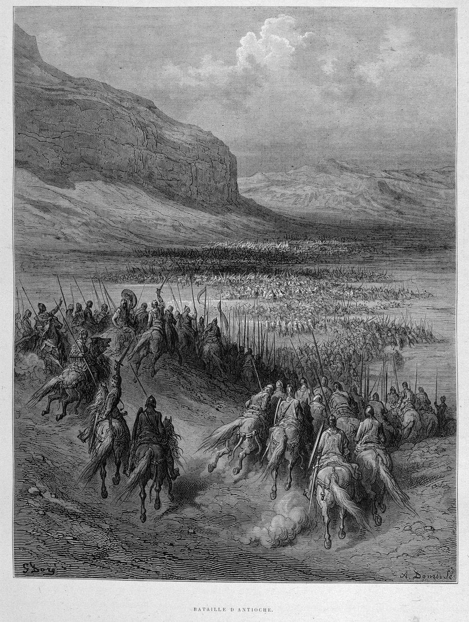 Antiokian taistelu Gustave Dorén ensimmäisen ristiretken aikana tekijältä Gustave Dore