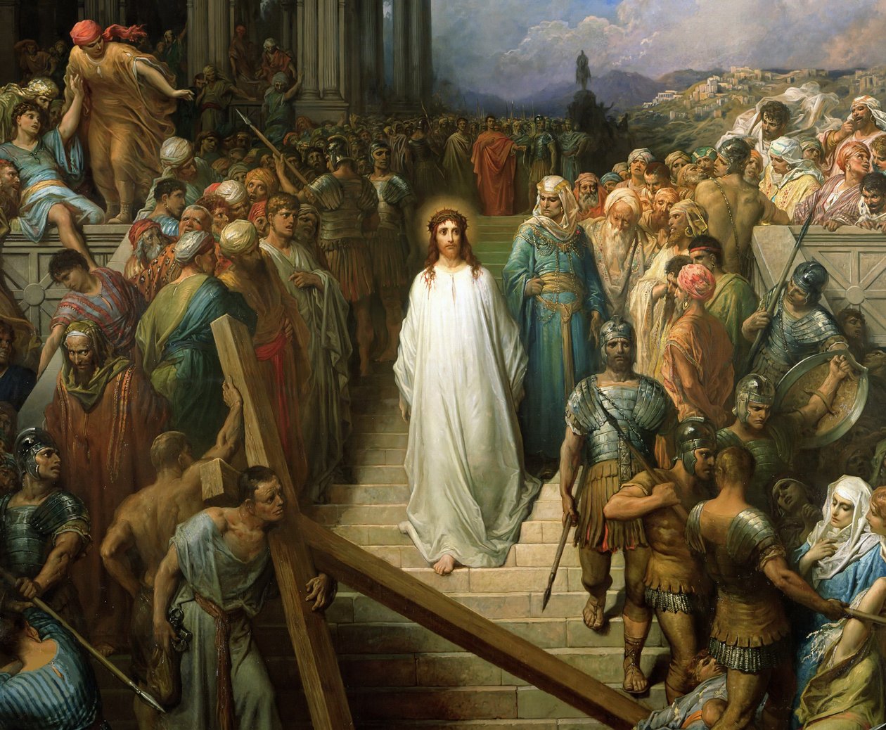 Kristus lähtee Praetoriumista Kristus quittant le prétoire, Vuosina 1874-1880. tekijältä Gustave Dore