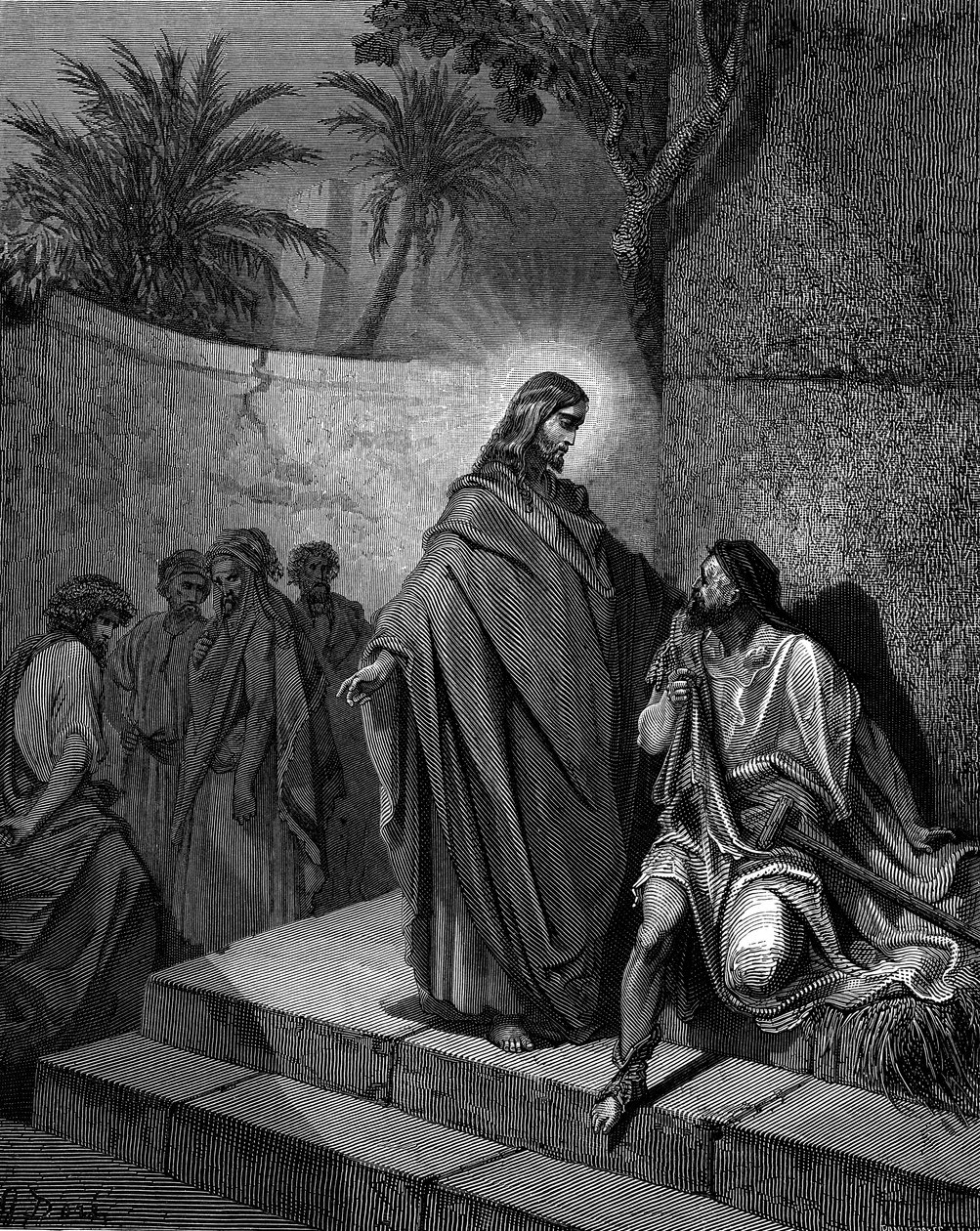 Kristus parantaa halvauspotilaan, 1866 tekijältä Gustave Dore