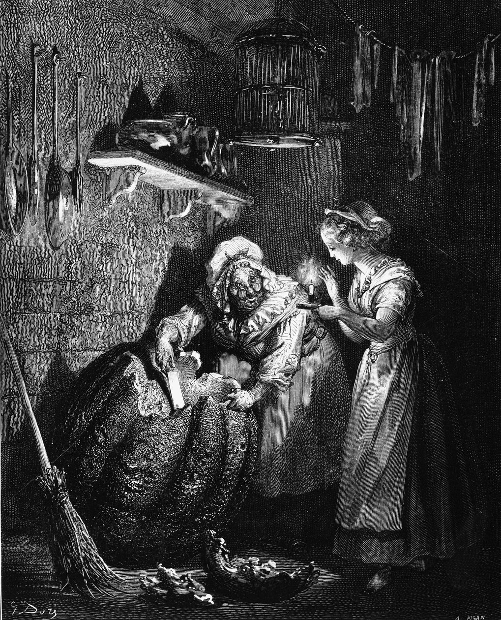 Cinderella: Gustave Dorén kuvitus - Charles Perraultin "Les Contes". tekijältä Gustave Dore