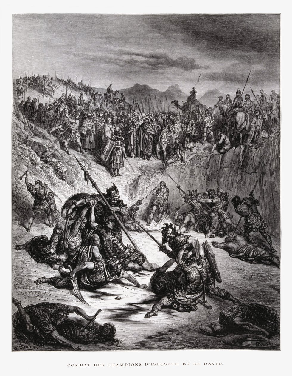 Ish-Bosetin ja Daavidin taistelusotilaat, kuvitus Doren Raamatusta tekijältä Gustave Dore