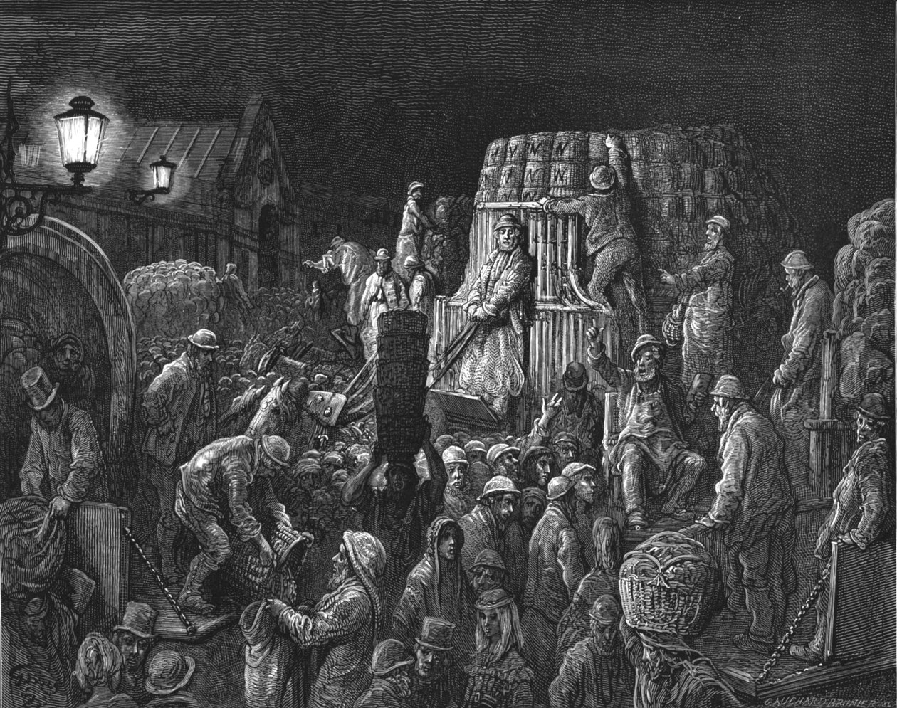 "Covent Garden Market - Early Morning", 1872. tekijältä Gustave Dore