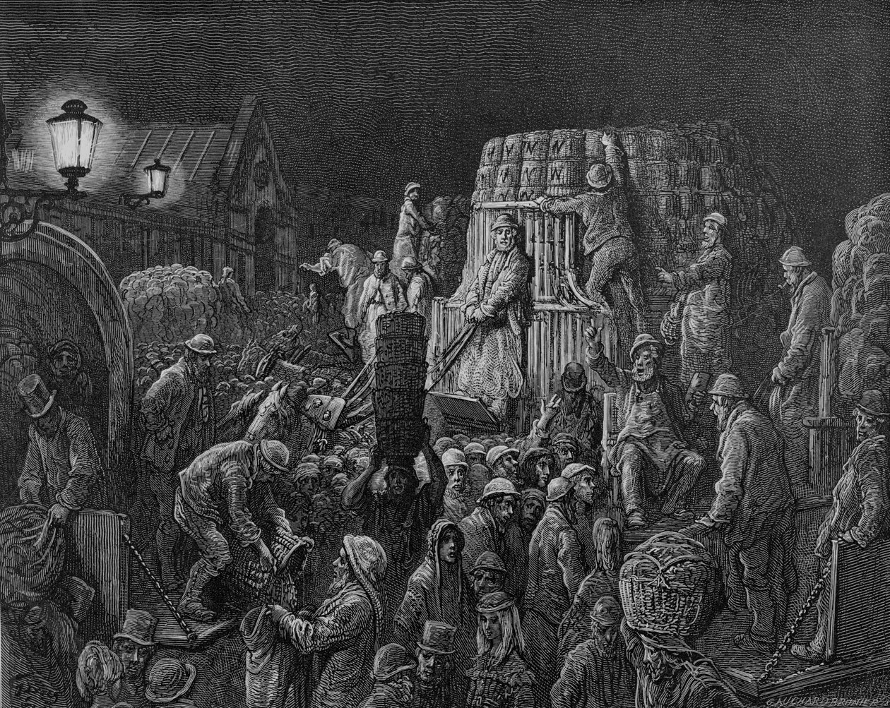 "Covent Garden Market - Early Morning", 1872 tekijältä Gustave Dore