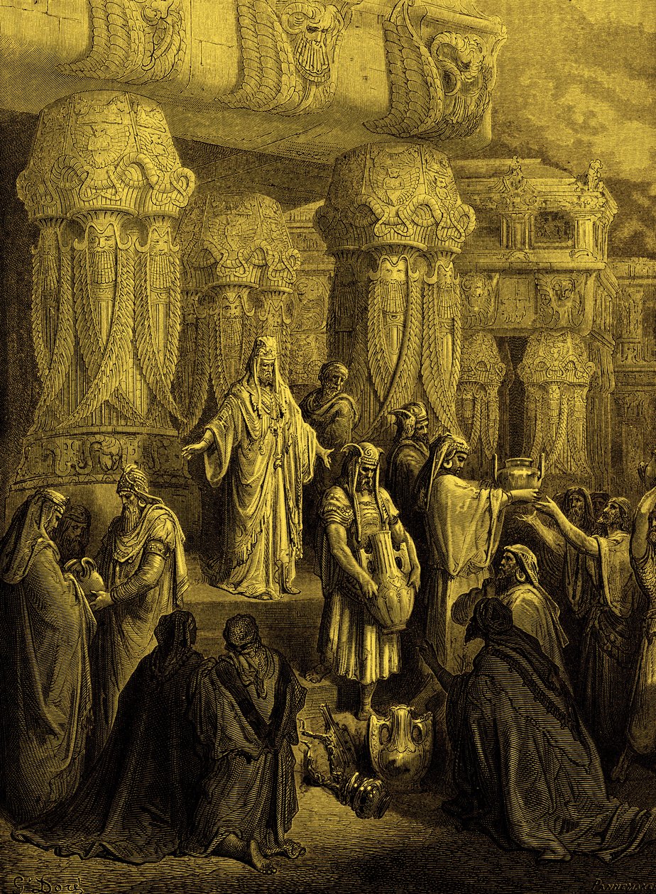 Cyrus palauttaa astiat temppeliin. - Raamattu tekijältä Gustave Dore