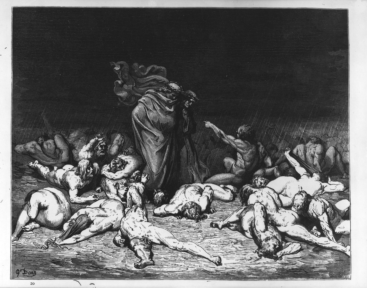 Dante ja Virgil helvetissä, kuvitus jumalallisesta komediasta, 1861 tekijältä Gustave Dore