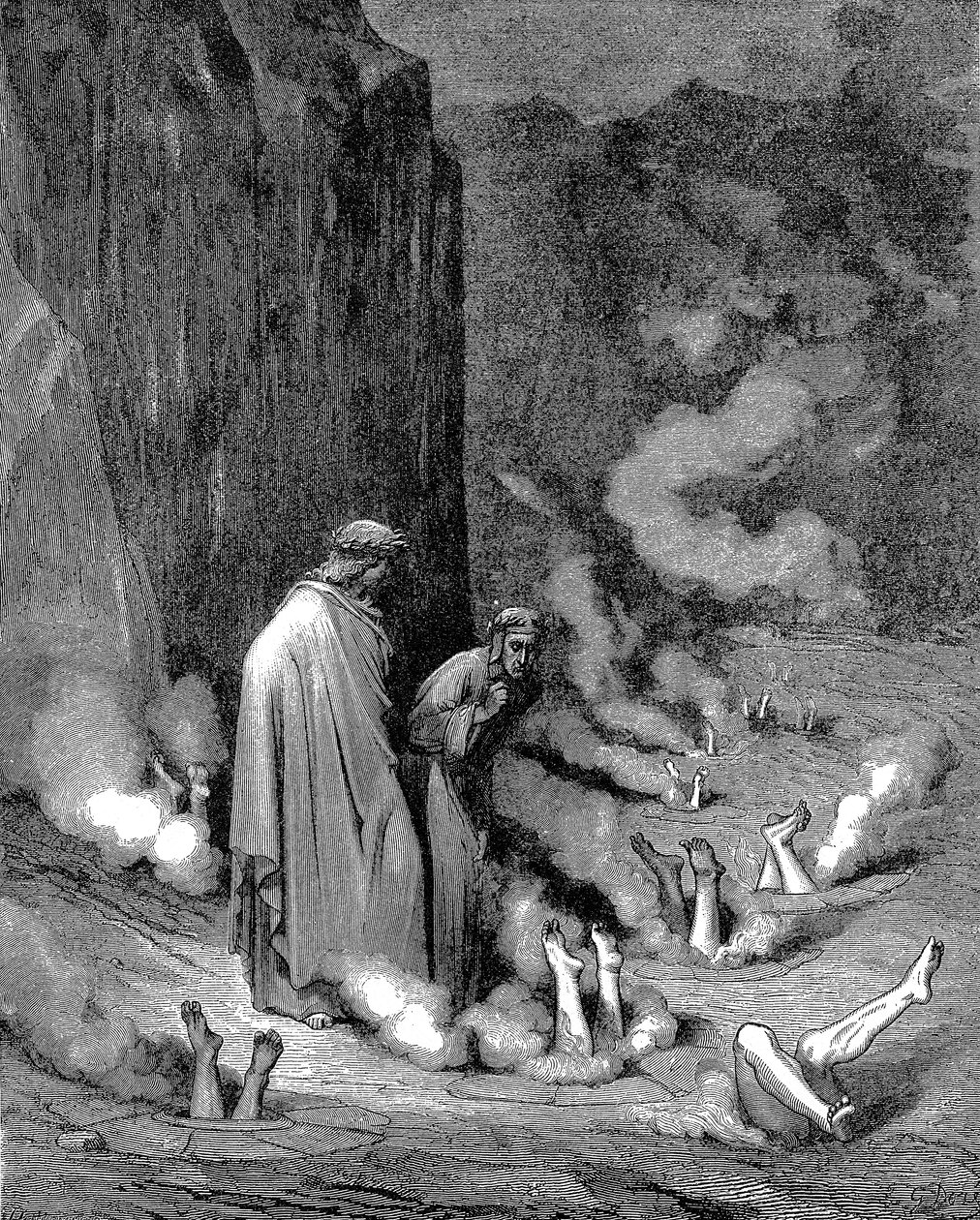 Dante ja Virgil helvetissä, 1863 tekijältä Gustave Dore