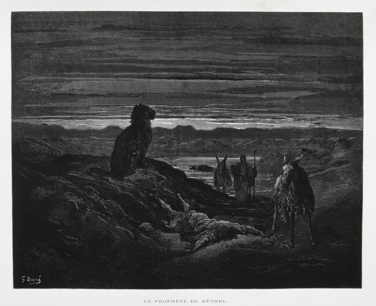 Betelin profeetan kuolema, kuvitus Doren Raamatusta. tekijältä Gustave Dore