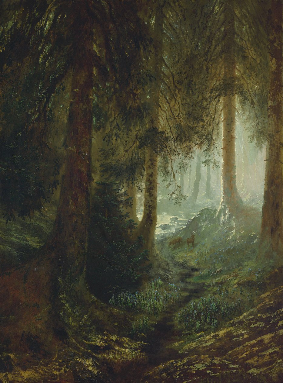 Hirvi metsämaisemassa tekijältä Gustave Dore