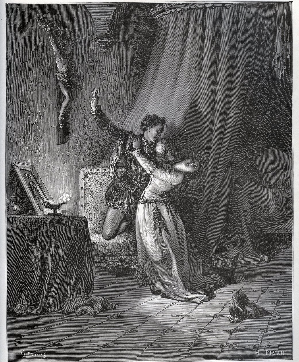 Don Fernand julistaa liekkinsä Dorotheelle - Miguel Cervantesin "Don Quijote de la Manchasta" tekijältä Gustave Dore