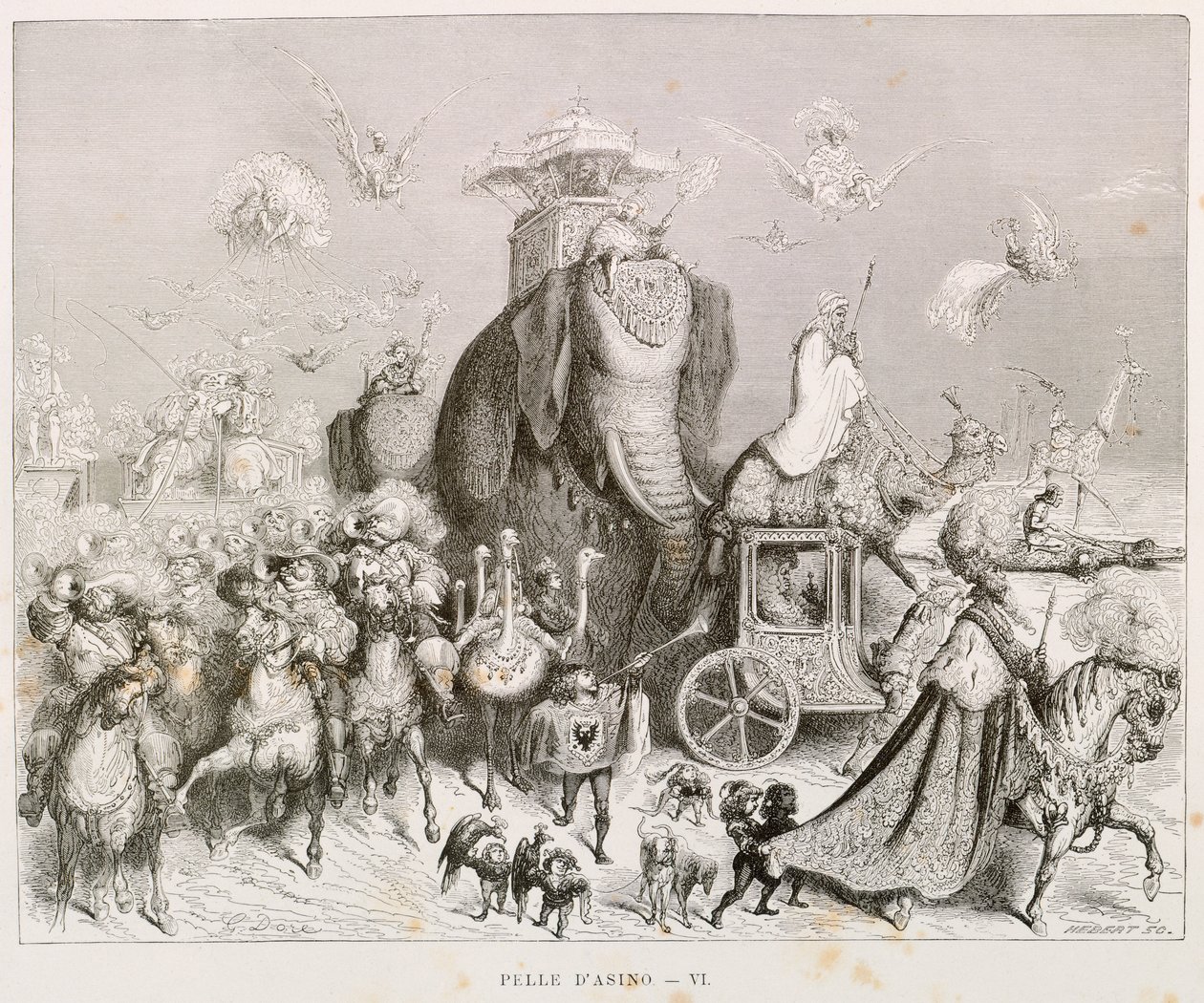Aasin iho, kuvitus Charles Perraultin (1628-1703), Gustave Doren (1832-1883) teokseen Complete Fairy Tales tekijältä Gustave Dore