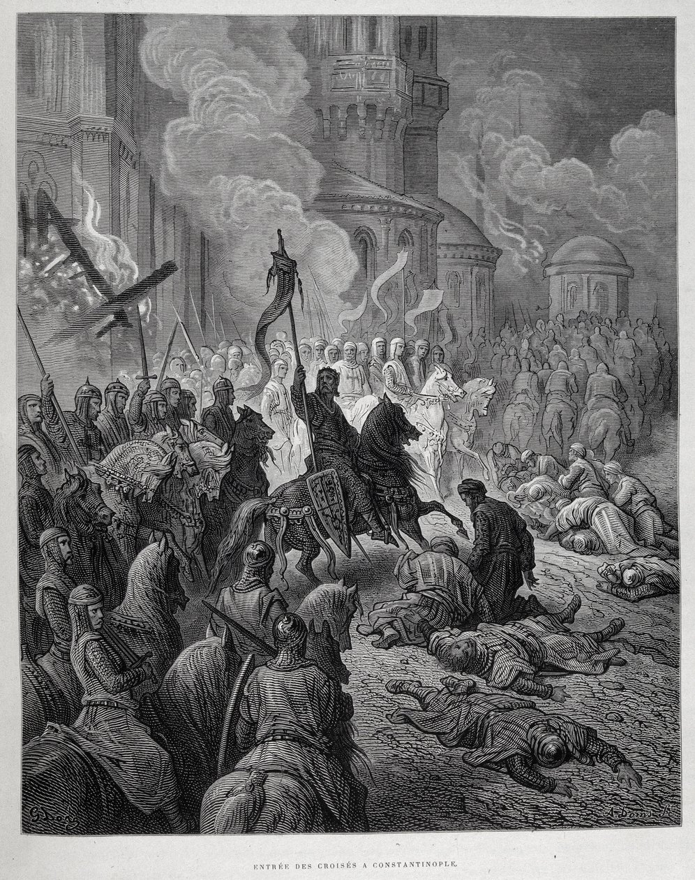 Gustave Dorén ristiretkeläisten saapuminen Konstantinopoliin neljännen ristiretken aikana. tekijältä Gustave Dore