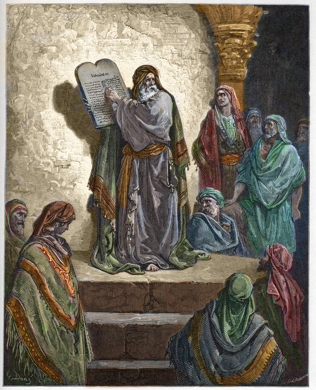 Ezra kirjanoppinut lukee lain ihmisille - - kaiverrus Gustave Doren (1832-1883) "The Bible illustree" -kirjaan - Kaiverrus "" Dore Biblesta"" tekijältä Gustave Dore