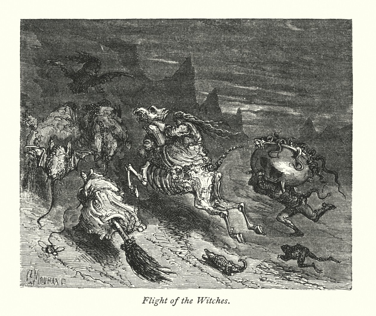 Noitien lento (kaiverrus) tekijältä Gustave Dore