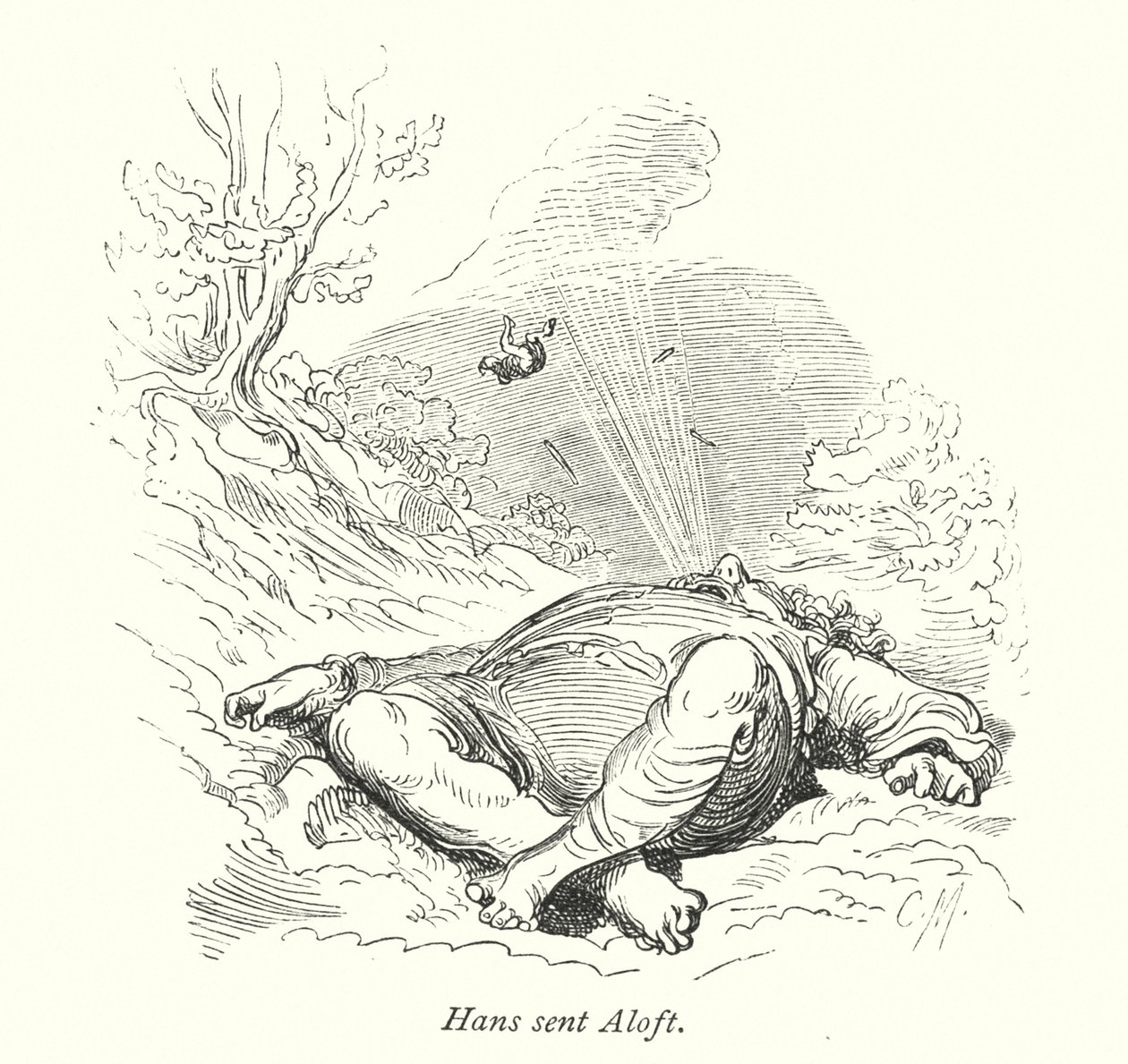 Hans Sent Aloft (kaiverrus) tekijältä Gustave Dore