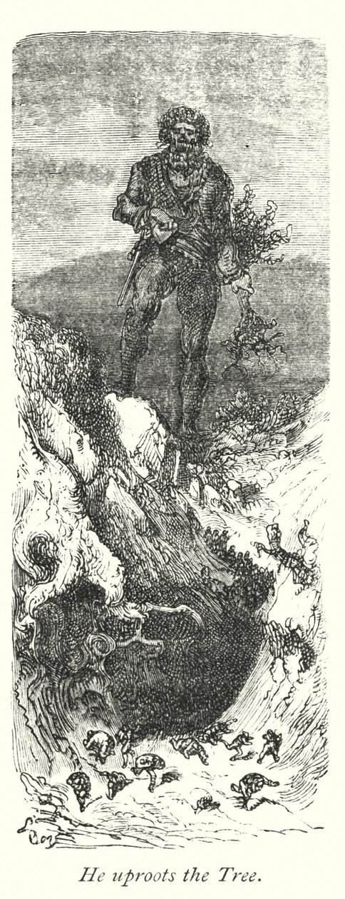 Hän juurruttaa puun (kaiverrus) tekijältä Gustave Dore