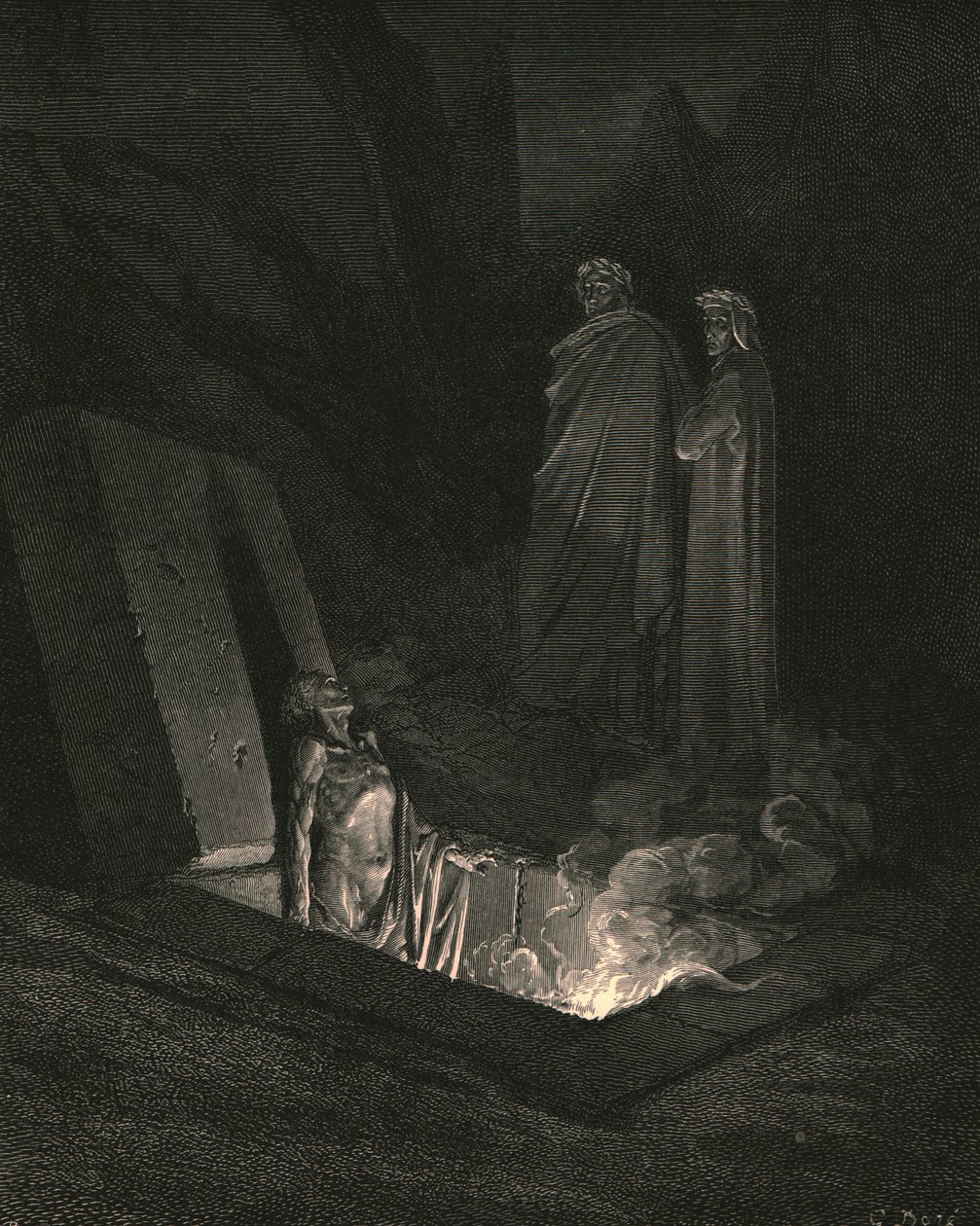 Hän, heti kun seisoin haudan juurella, avasi minulle tilan, c1890. tekijältä Gustave Dore