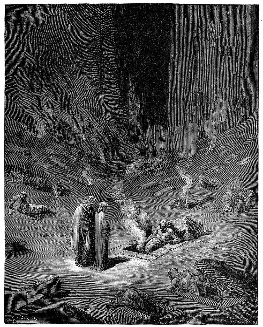 Helvetti: Disin kaupunki, roomalainen alamaailman jumala, 1863 tekijältä Gustave Dore