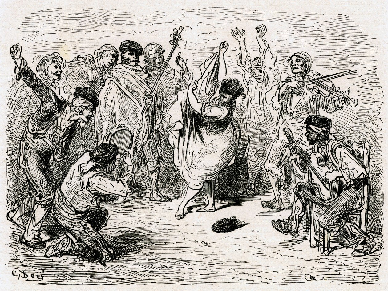 Kuvitus Charles Davillierin vuonna 1866 julkaisemaan "Voyage en Espagne" -teokseen (kaiverrus). tekijältä Gustave Dore
