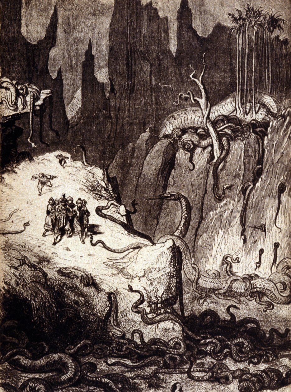 Kuvitus "" tarinoita 1001 yöstä"" (tarinoita tuhat ja yksi yö): Sinbad (Sindbad) merimies. 1800-luvulla. tekijältä Gustave Dore