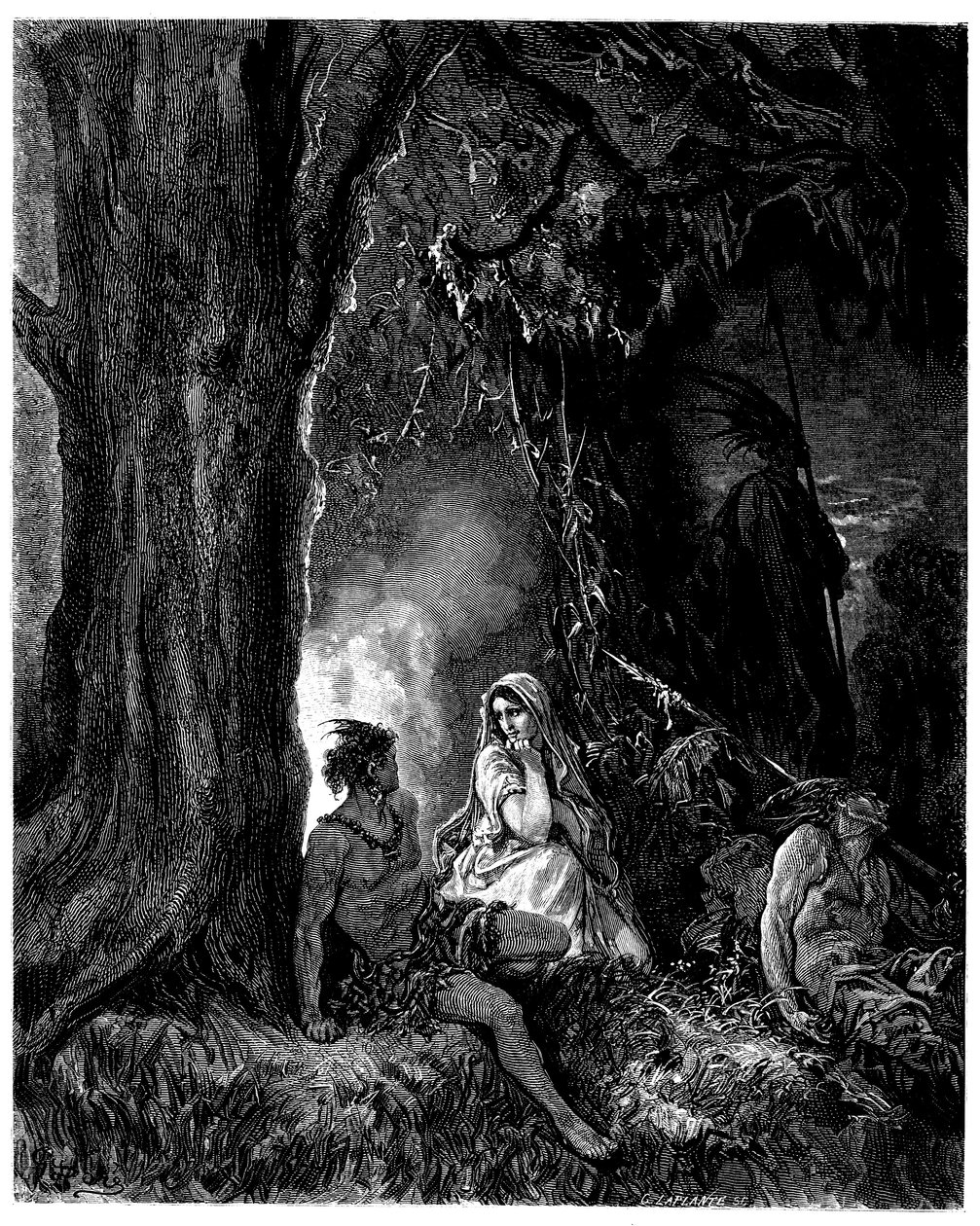Gustave Doren (1832-1883) kuvitus Francois Rene de Chateaubriandin (1768-1848) romaaniin Atala, painos Hachette 1863 - tekijältä Gustave Dore