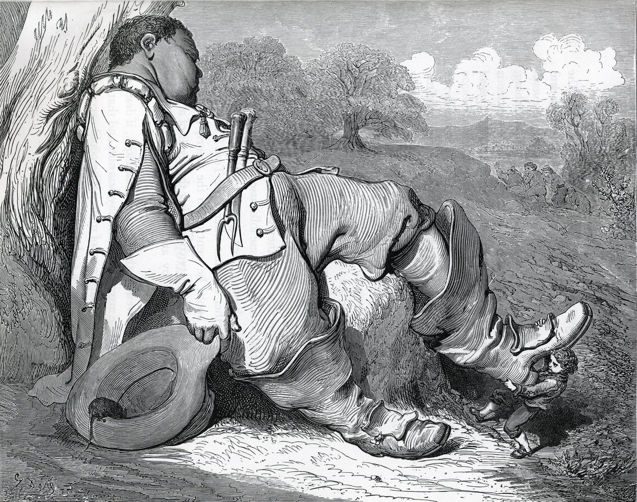 Kuvitus "Le petit poucet", jonka kirjoitti vuonna 1697 Charles Perrault (1628-1703) tekijältä Gustave Dore