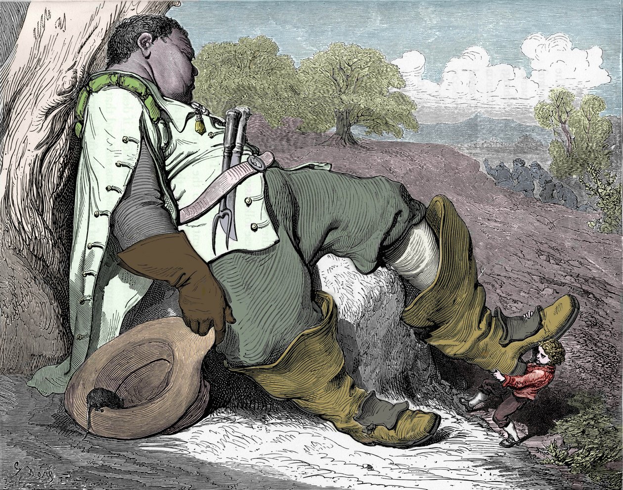Kuvitus "Le petit poucet", jonka kirjoitti vuonna 1697 Charles Perrault (1628-1703) tekijältä Gustave Dore