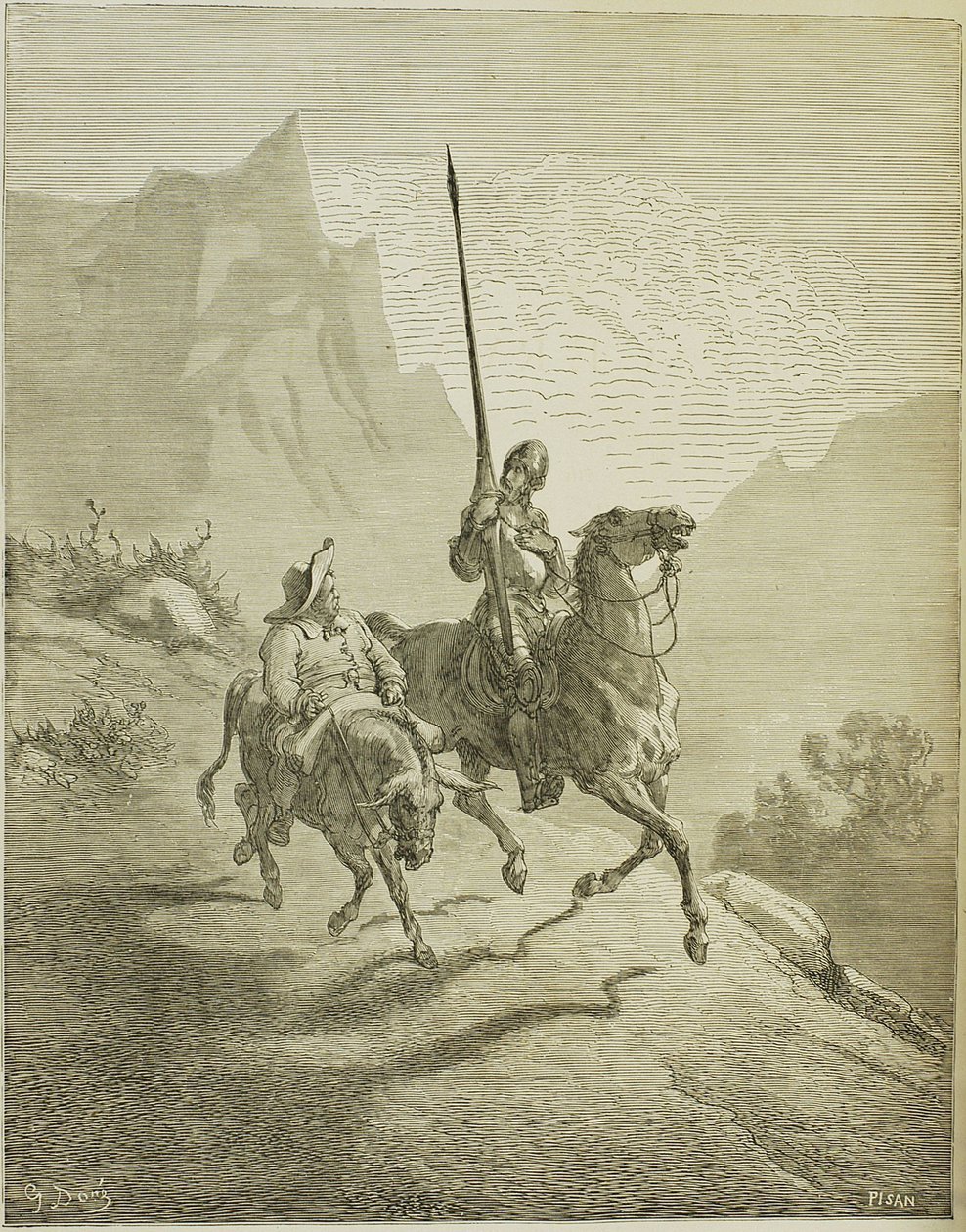 Kuvitus M. de Cervantesin kirjaan Don Quijote de la Mancha, 1863 tekijältä Gustave Dore