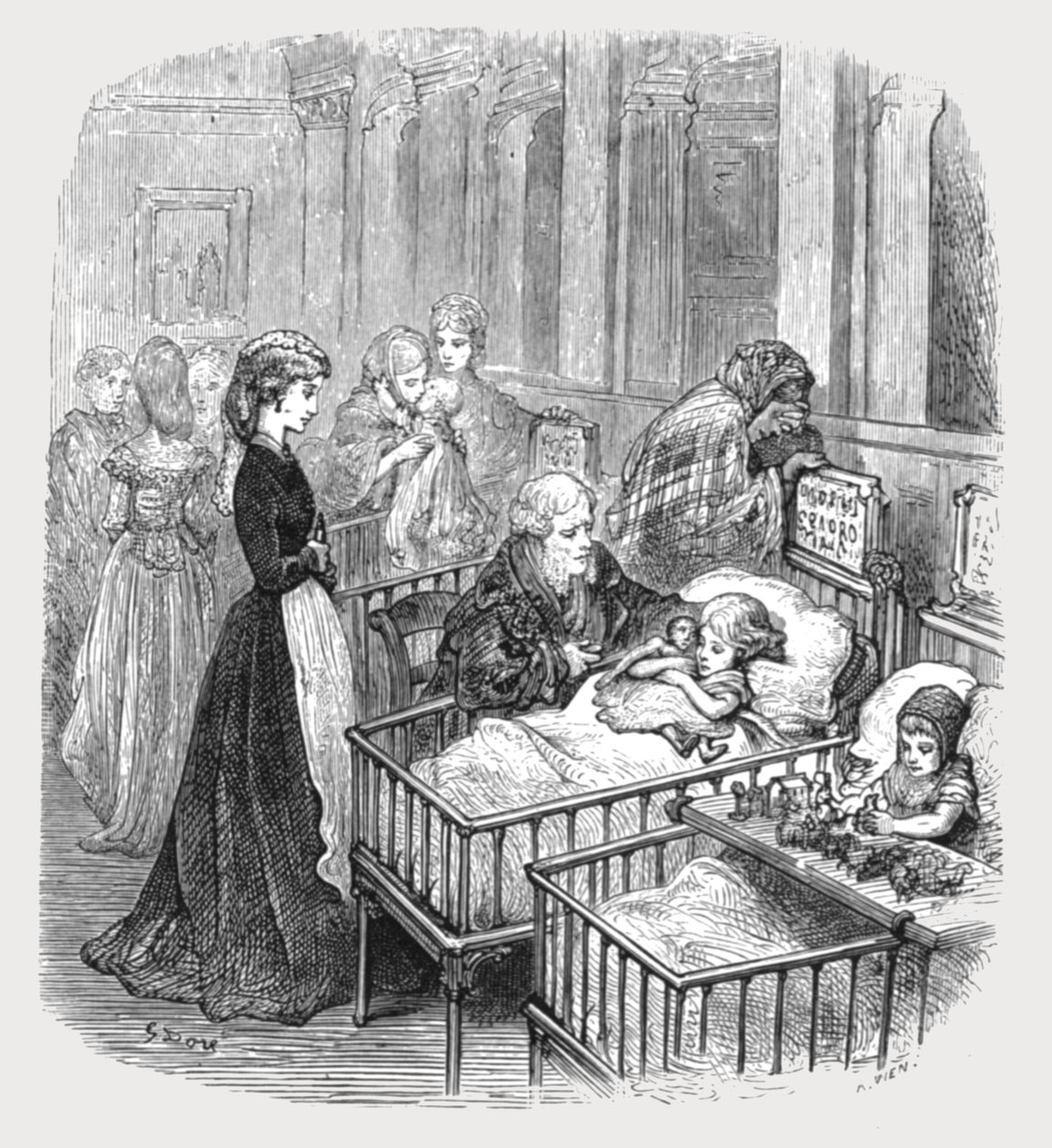 "Infant Hospital Patients", 1872. tekijältä Gustave Dore