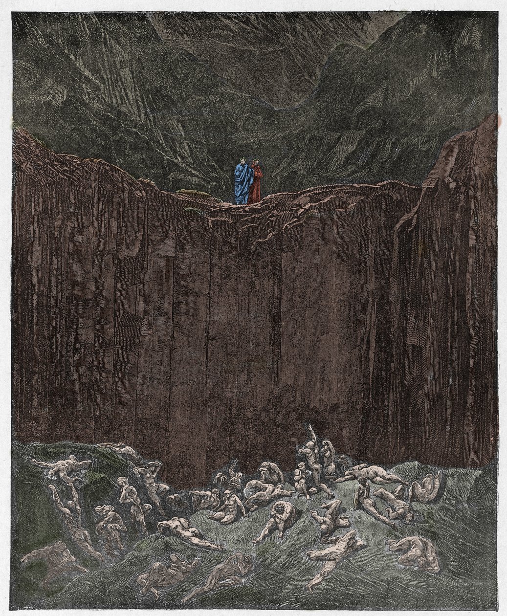 Inferno, Canto 29 : Laaksossa kiusaavat väärentäjät, kuvitus Dante Alighierin jumalallisesta komediasta, 1885 tekijältä Gustave Dore