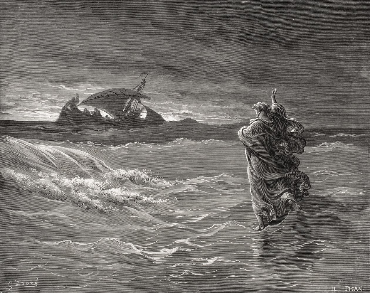 Jeesus kävelee merellä, Joh. 6:19-21, esimerkki Doren 