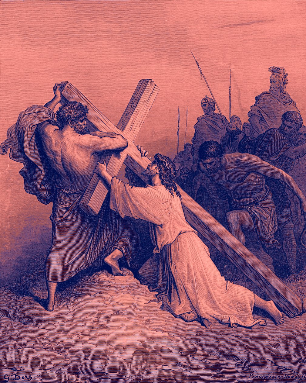 Jeesus putoaa ristin alle - Raamattu tekijältä Gustave Dore