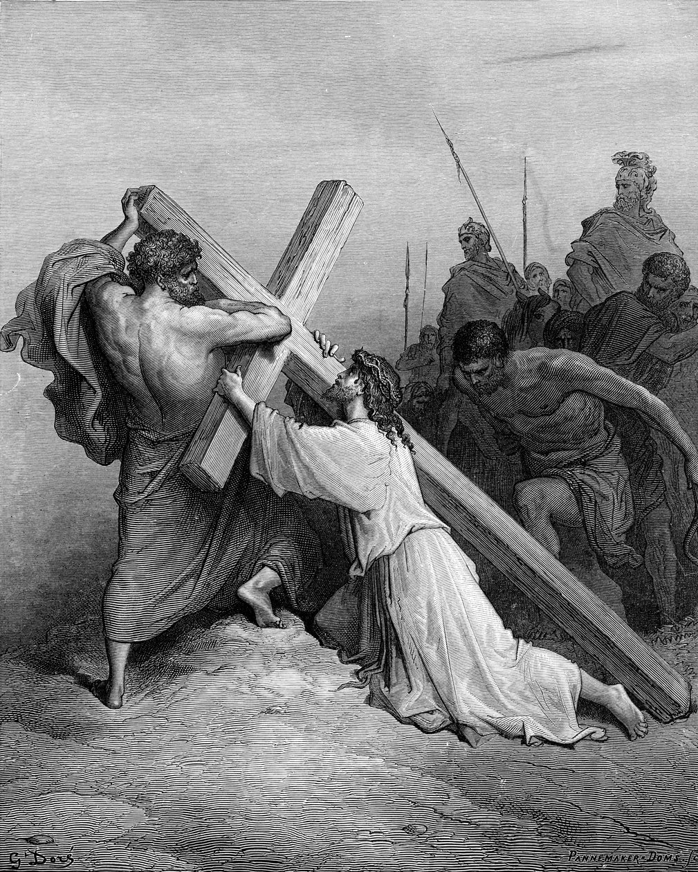 Jeesus putoaa ristin alle - Raamattu tekijältä Gustave Dore