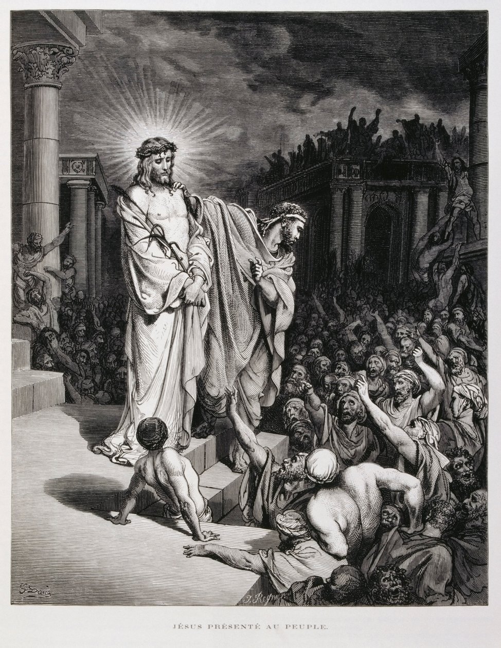 Jeesus esitti kansalle oikeudenkäynnissään, kuvitus Dore Bible -teoksesta. tekijältä Gustave Dore