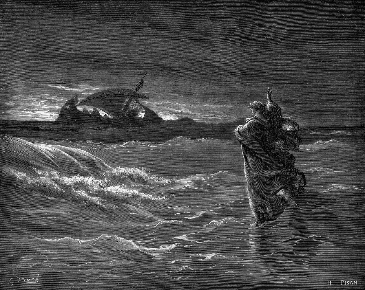 Jeesus kävelee veden päällä tekijältä Gustave Dore