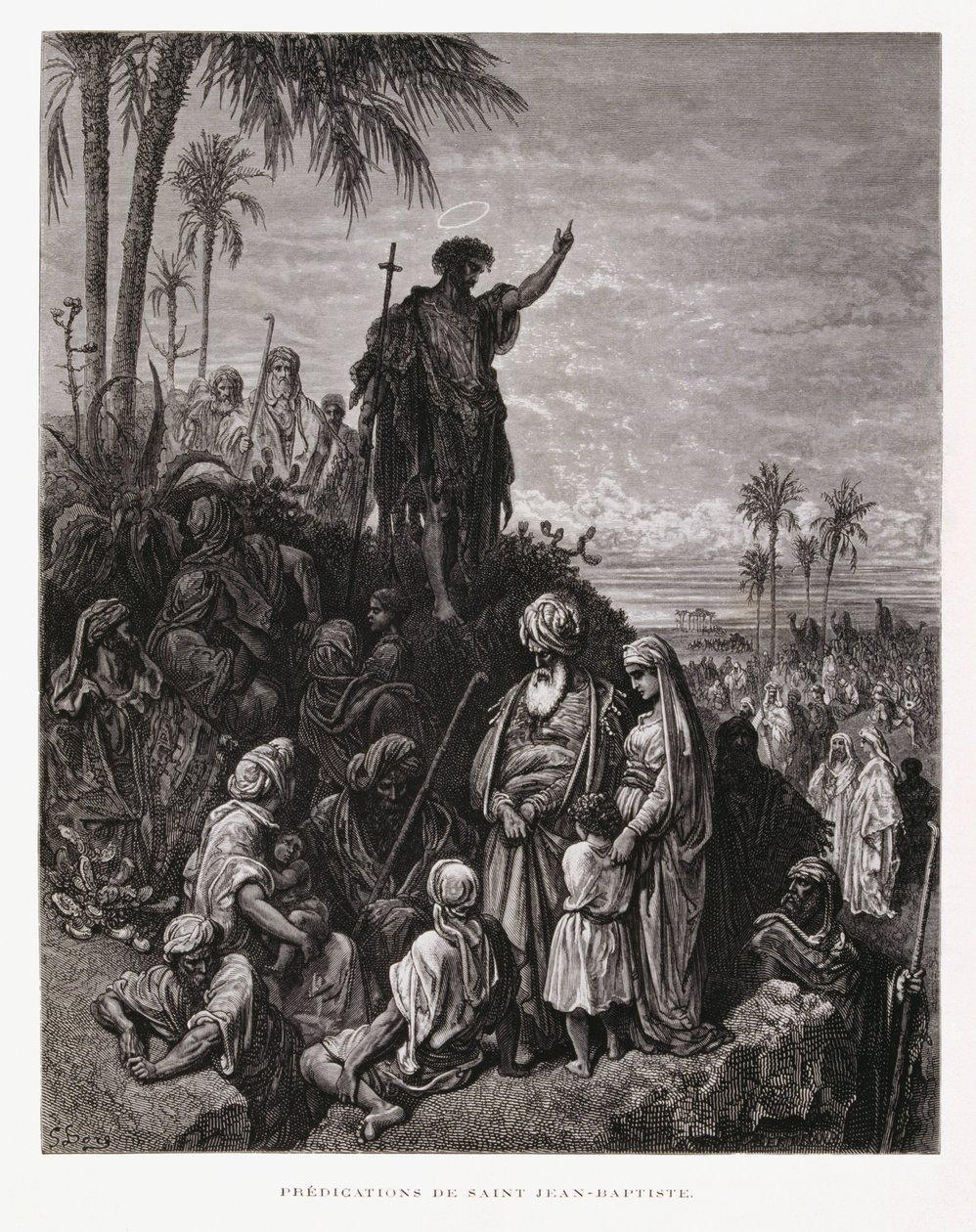 Johannes Kastaja saarnaa, kuvitus Doren Raamatusta. tekijältä Gustave Dore