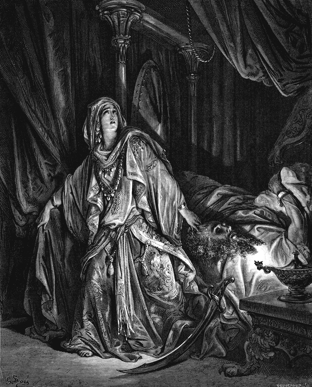 Judith aikeissa leikata Holofernesin päätä, 1866 tekijältä Gustave Dore