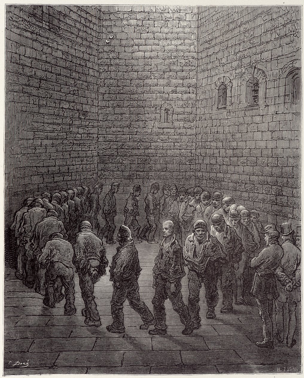 Vankien kävely vankilassa – Gustave Doren ”” Lontoossa”. tekijältä Gustave Dore