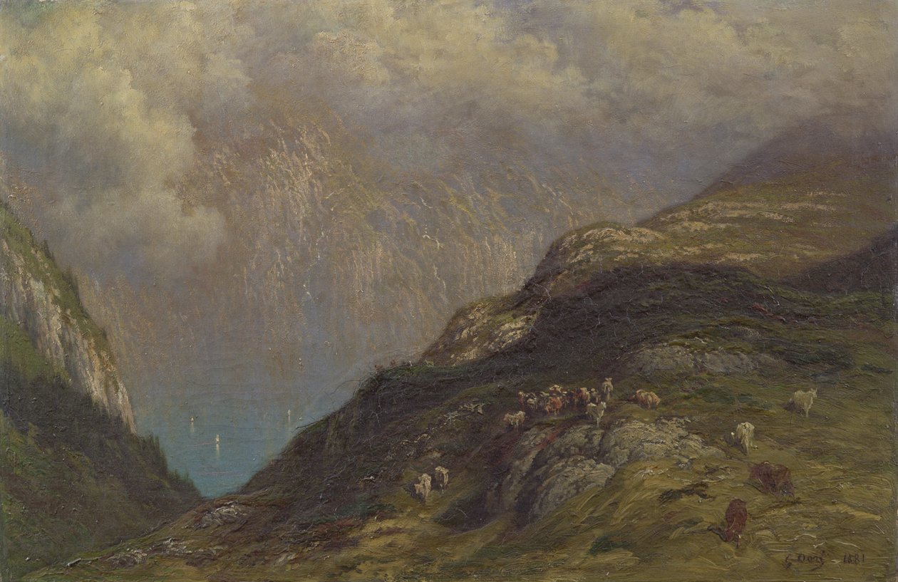 Vuoristoinen maisema tekijältä Gustave Dore