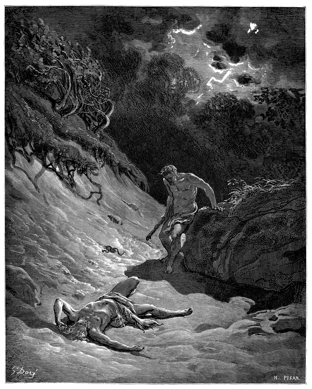 Kain murhasi Abelin - Gustave Doren kuvitus Raamattua varten - tekijältä Gustave Dore