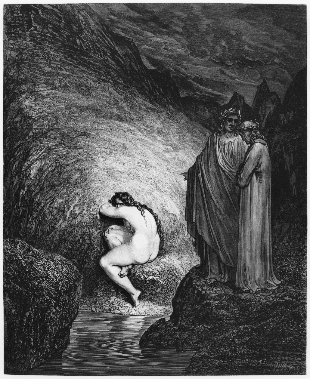 Myrrha, kuvitus Dante Alighierin (1265-1321) Pariisin jumalallisesta komediasta (Inferno), julkaistu 1885 tekijältä Gustave Dore