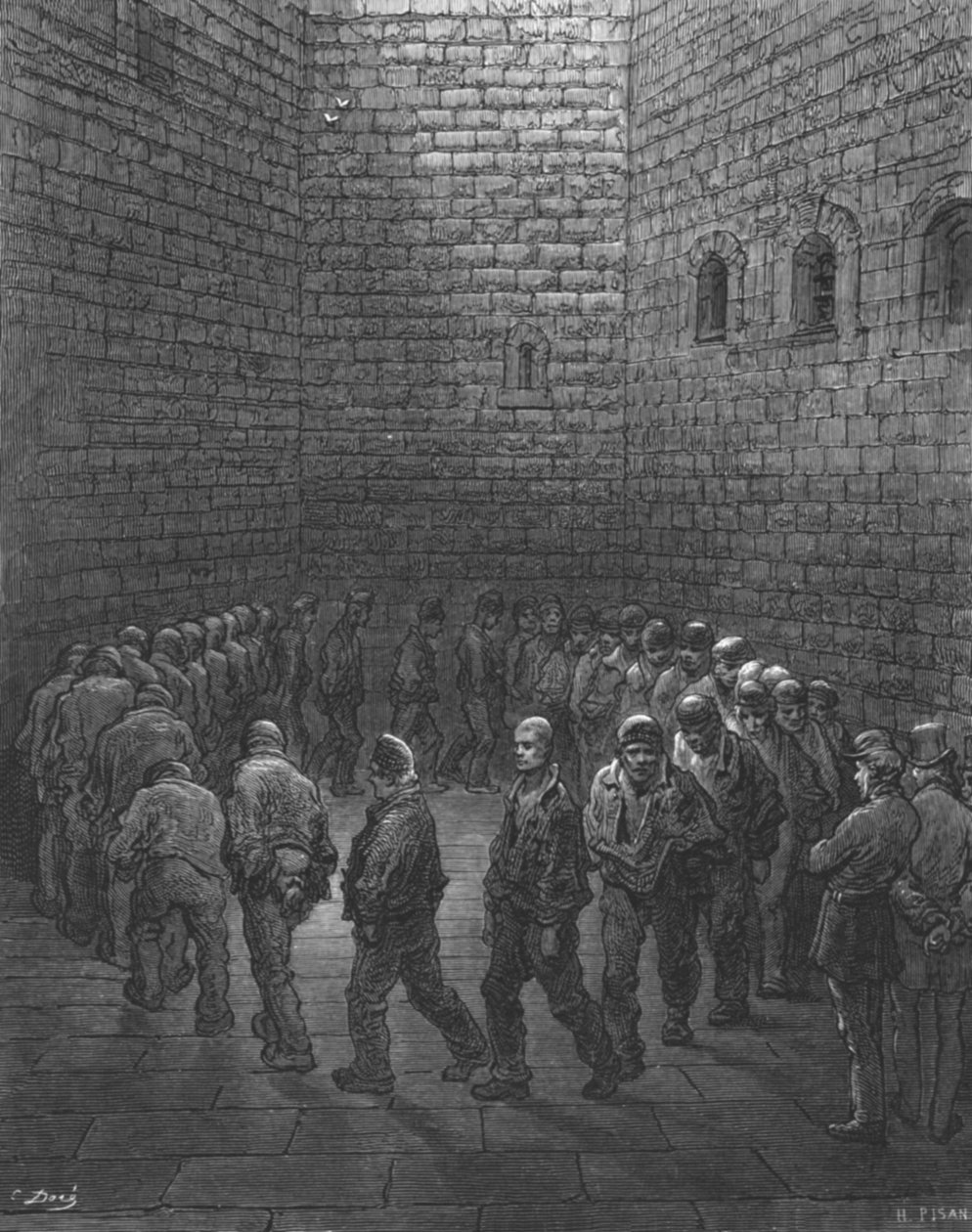 "Newgate - Harjoituspiha", 1872. tekijältä Gustave Dore