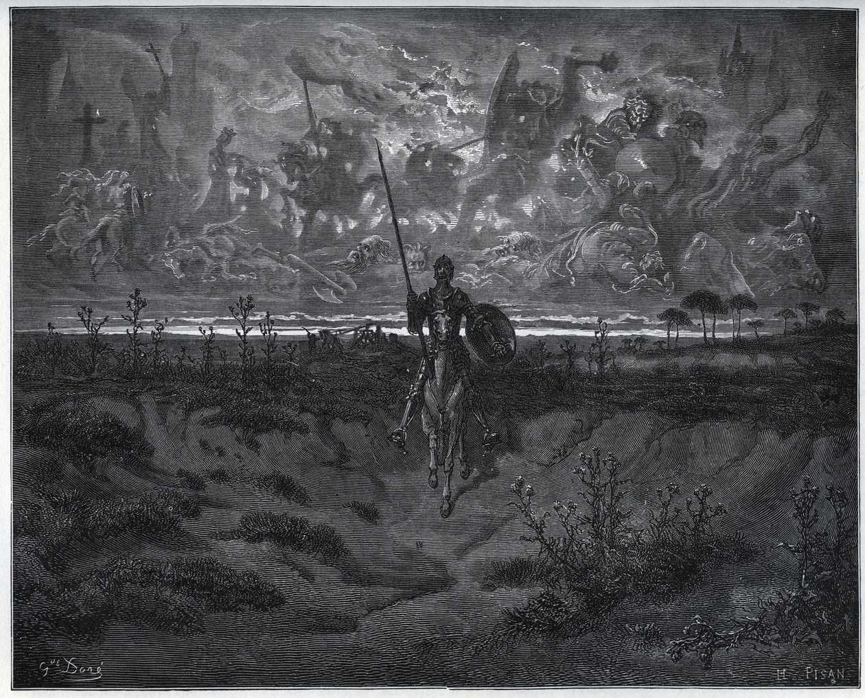 Tällä matkalla upouusi seikkailijamme puhui itselleen - Miguel Cervantesin "Don Quijote de la Manchasta" tekijältä Gustave Dore