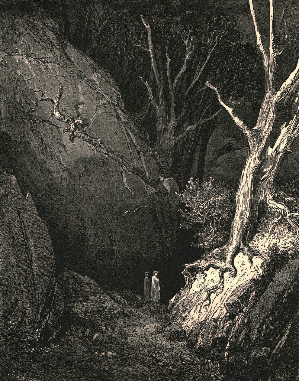 Eteenpäin hän liikkui, minä suljen hänen askeleensa jahtaa, c1890. tekijältä Gustave Dore