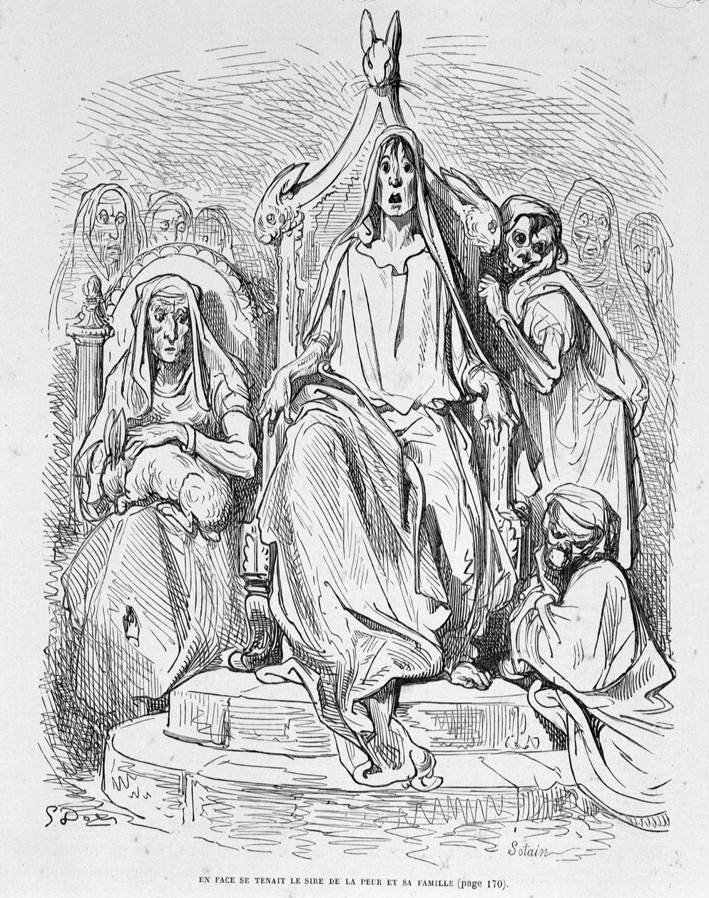 Doré: Pelon ja hänen perheensä personifikaatio tekijältä Gustave Dore