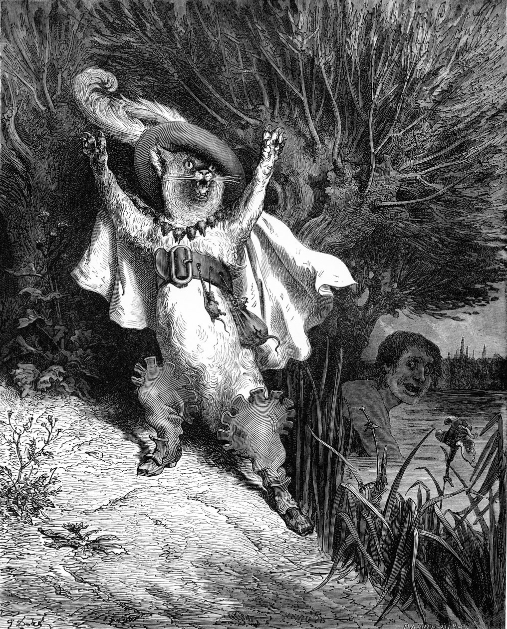 Puss in Boots, kaiverrus Gustave Doré. tekijältä Gustave Dore