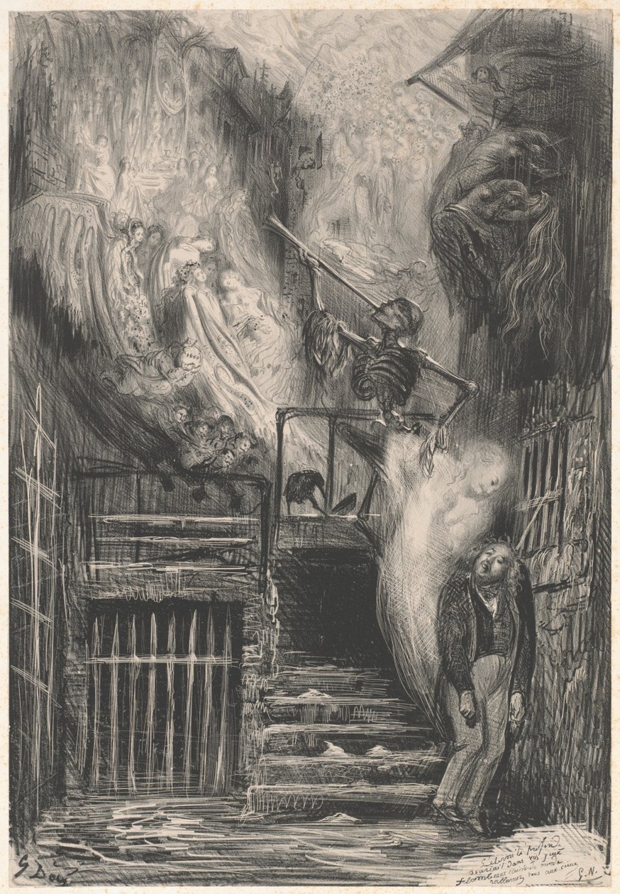 Rue de la Vieille Lanterne [Gérard de Nervalin itsemurha] tekijältä Gustave Dore