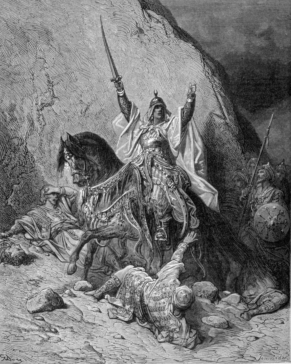 Saladin (1138-1193) (Salah al-Din Yusuf al-Ayyubi (al-Ayyubi). Gustave Dorén kaiverrus. 1800-luku. tekijältä Gustave Dore